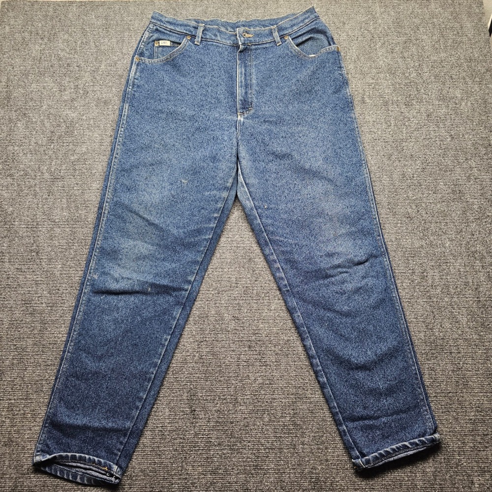 Vintage Lee Pepper Stretch Jeans Womens 16 MS Blue High Rise Tapered Leg Denim